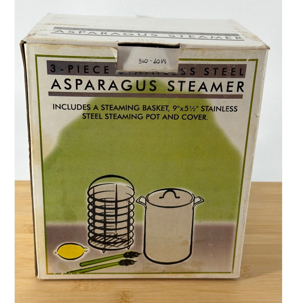RSVP Asparagus Steamer Set Silver Like New Open Box Stainless Steel 3-Piece